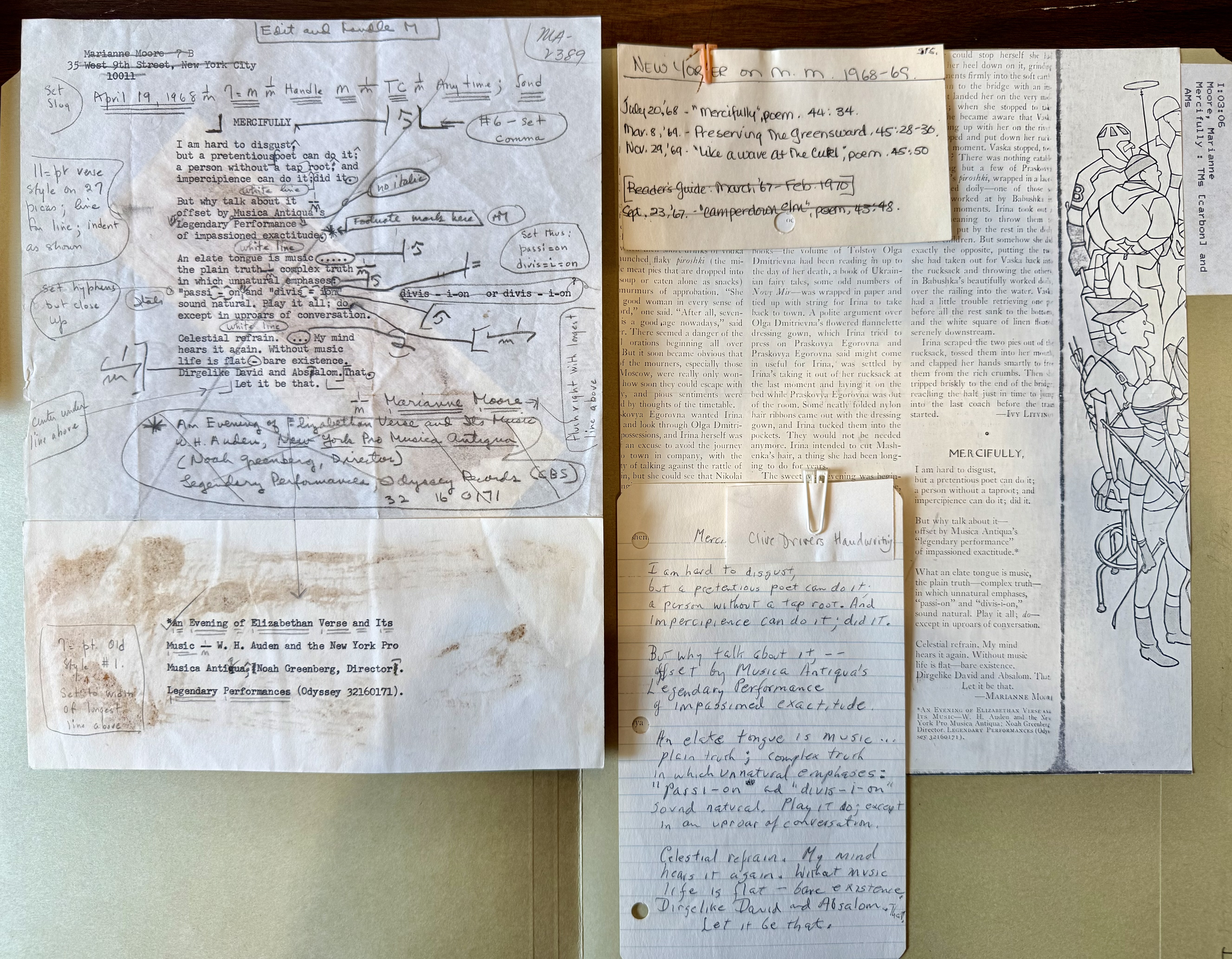 Moore's annotations on the typescript of Mercifully